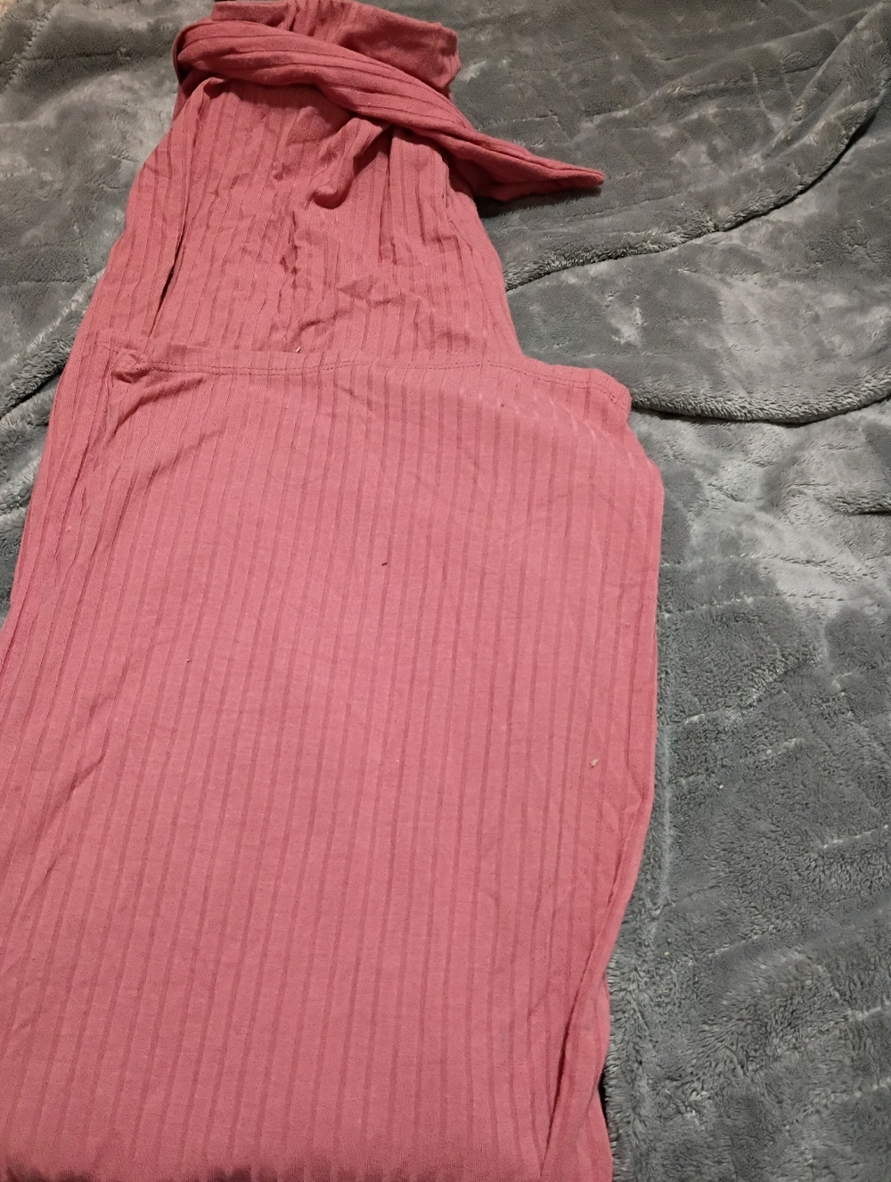 💙 3 For $12 Dusty Rose Ribbed Paperbag Waist Pants - Picture 3 of 4